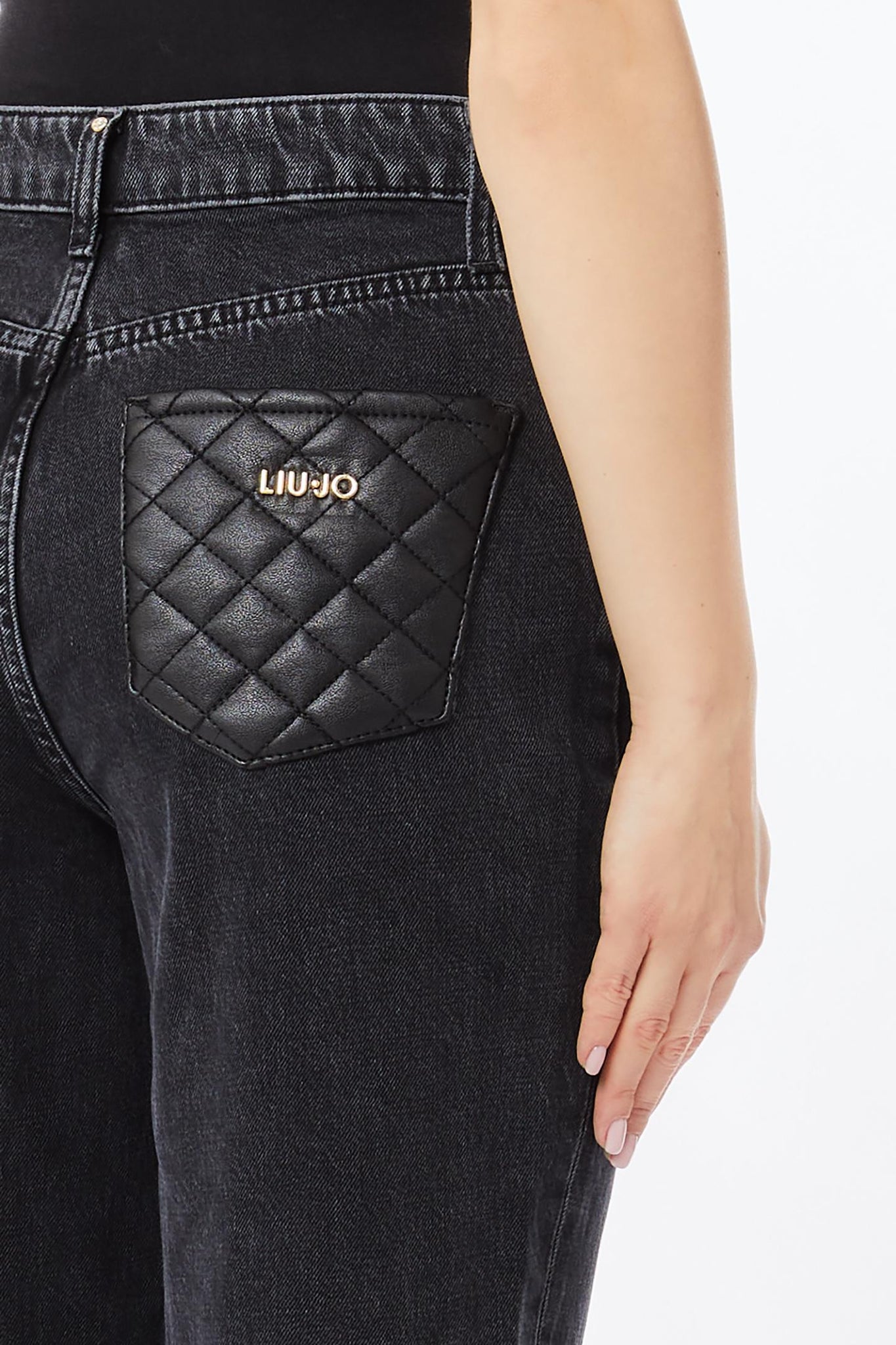 Jeans Straight a Vita Alta / Nero
