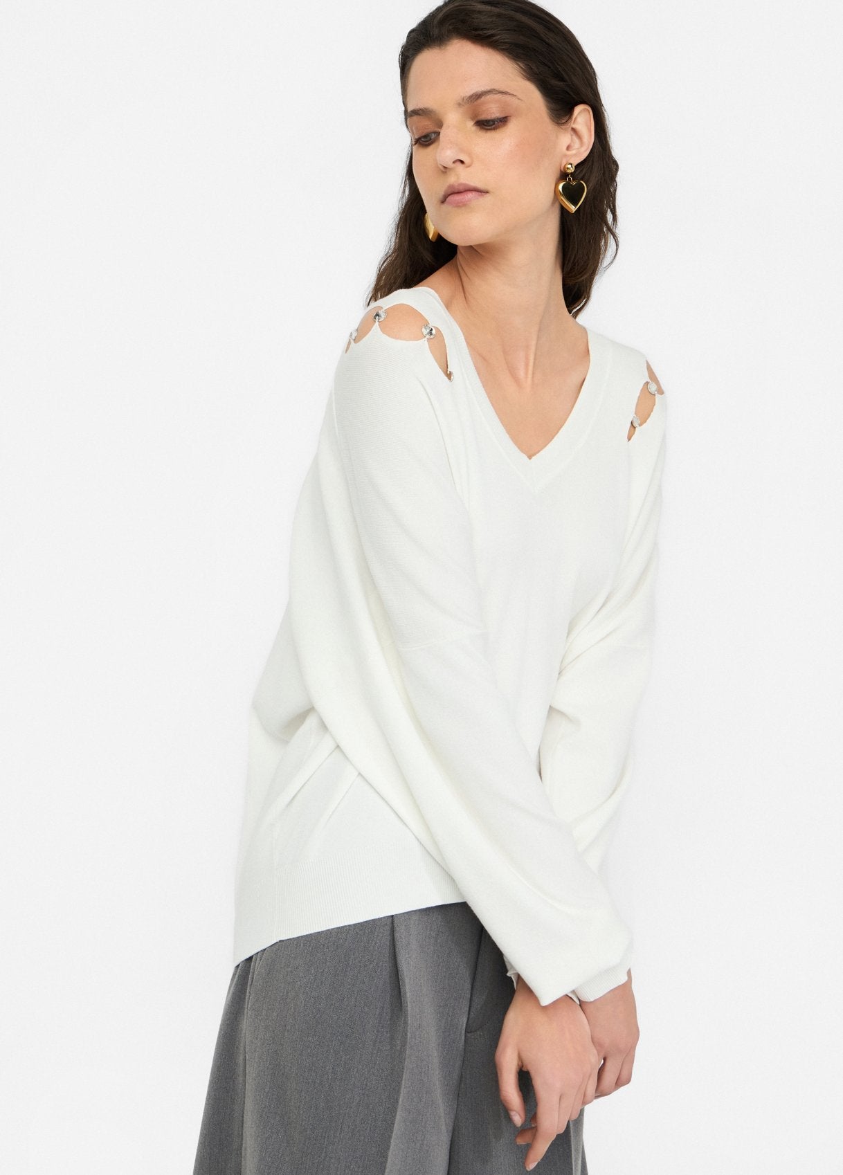 Maglia con Castoni Gioiello / Bianco