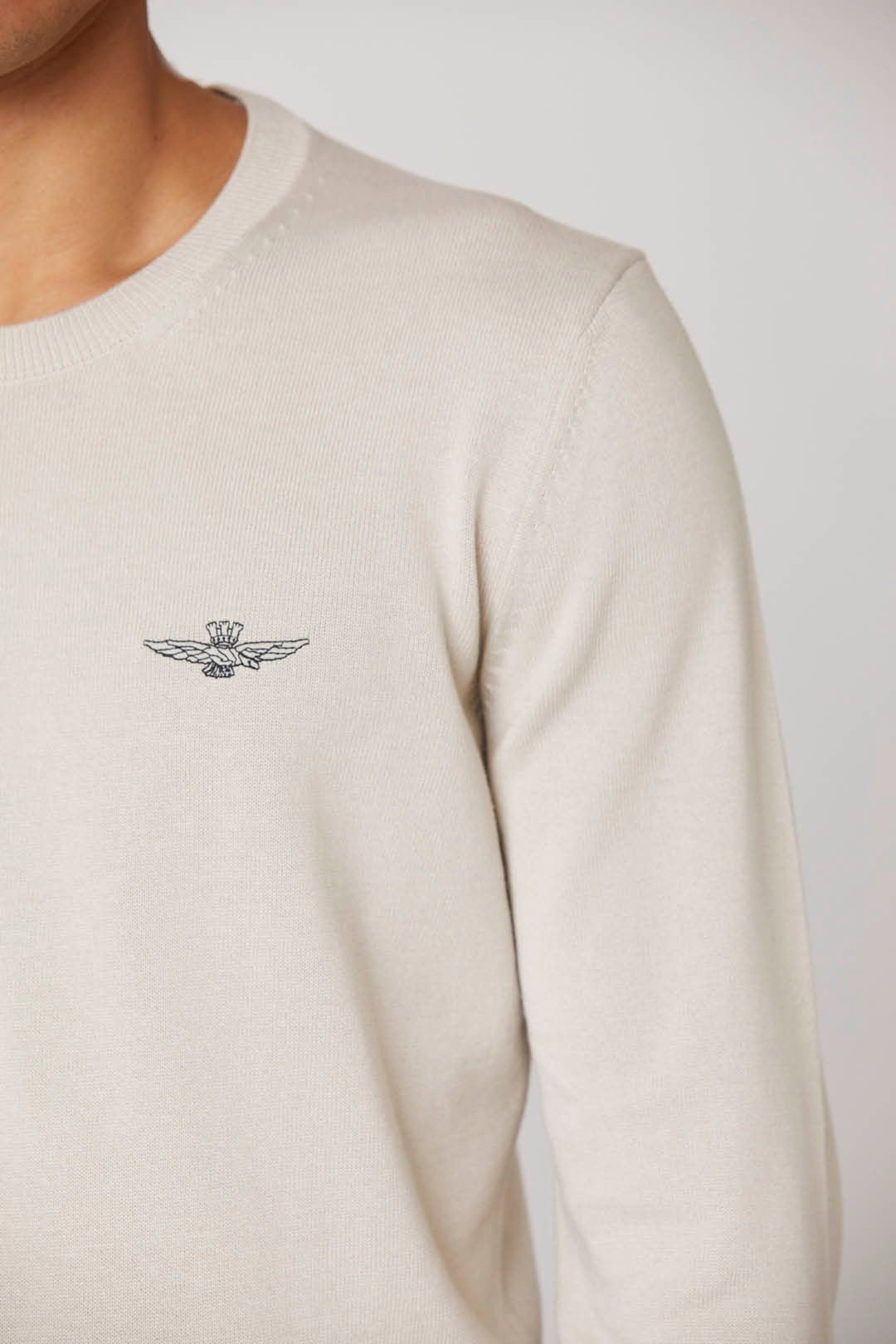 Maglia Girocollo in Cotone con Logo / Grigio - Ideal Moda