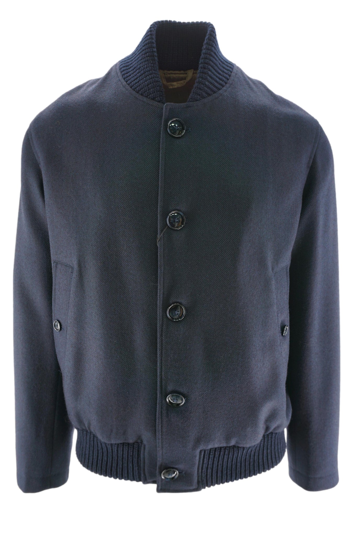 Giacca in Lana con Dettagli in Maglia / Blu