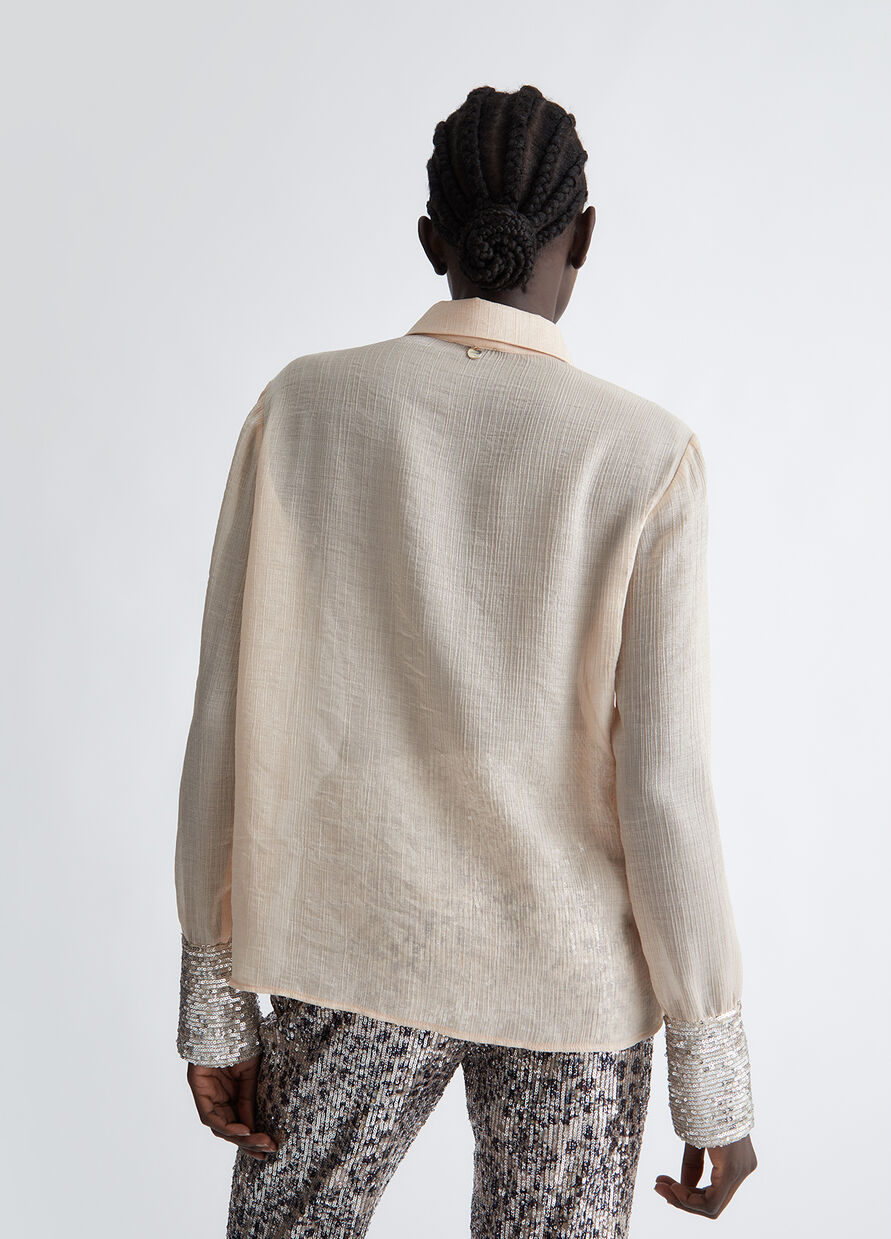 Camicia con Paillettes / Beige - Ideal Moda
