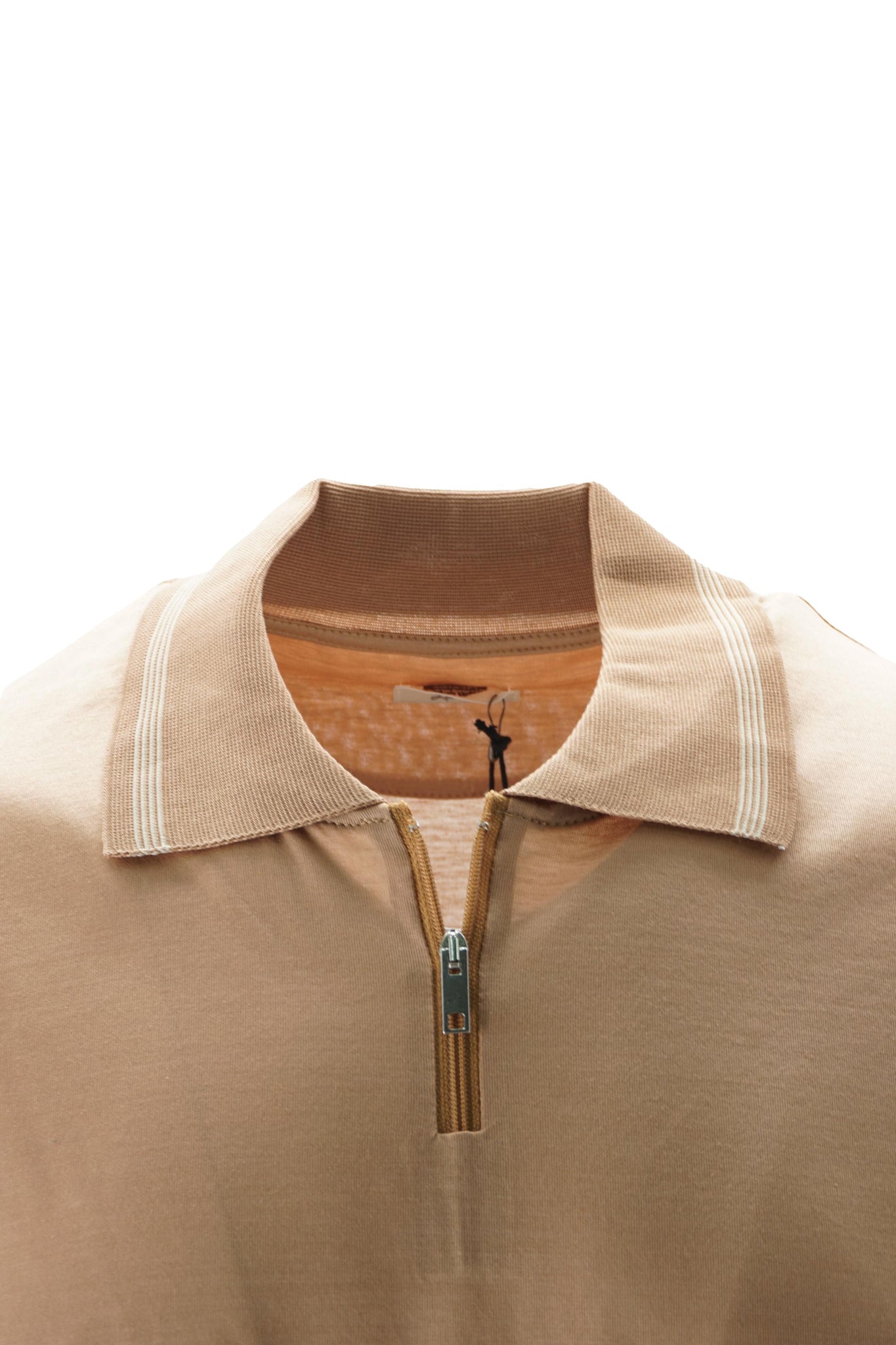 Polo in Cotone con Zip / Beige - Ideal Moda