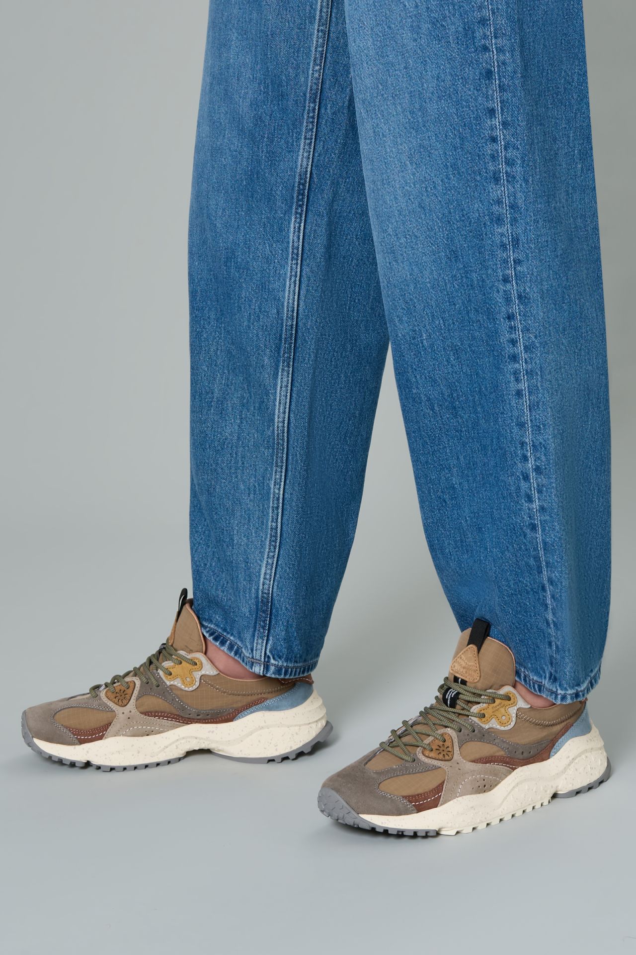 Sneaker Wave in Suede e Tessuto Tecnico / Beige - Ideal Moda