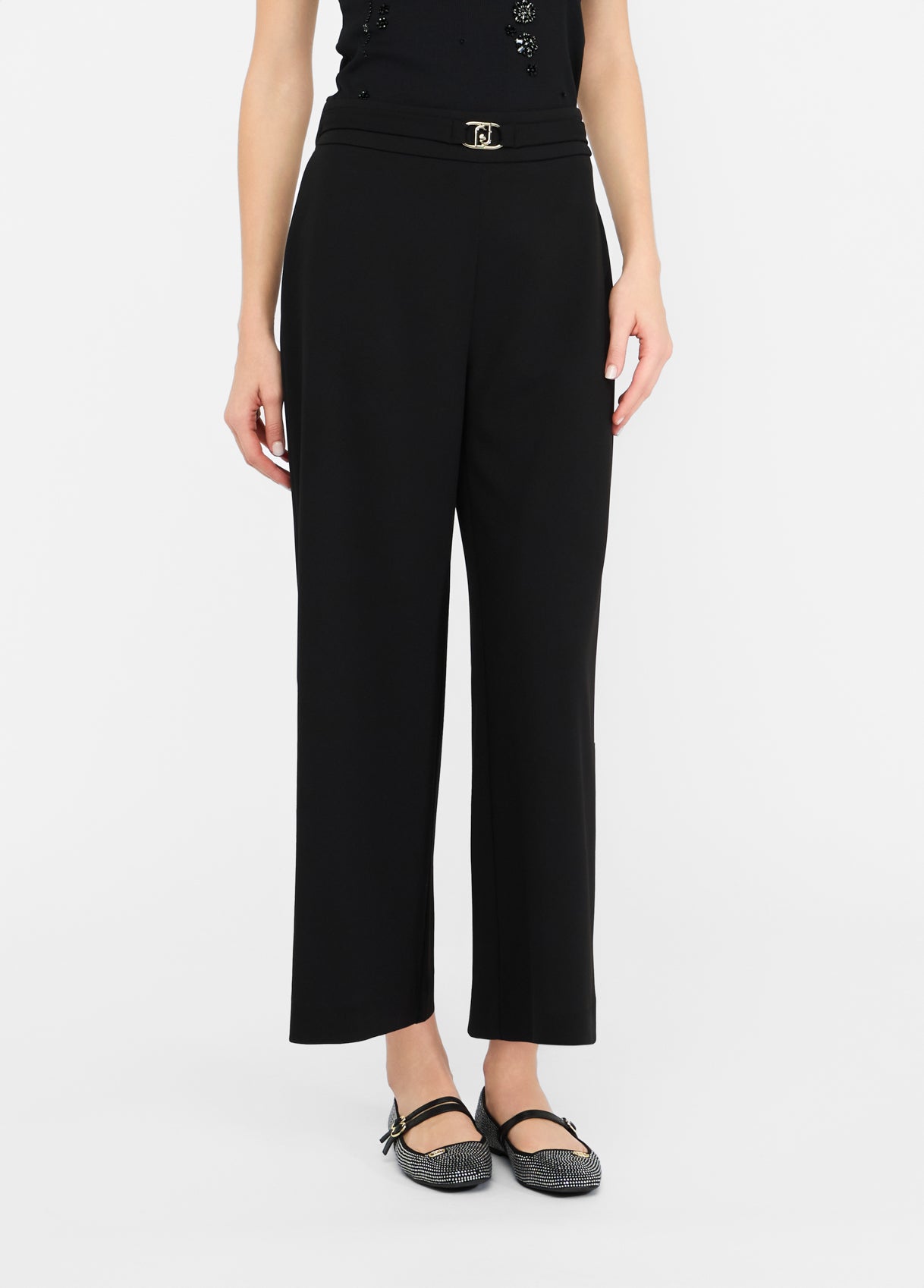 Pantalone Cropped con Cintura / Nero