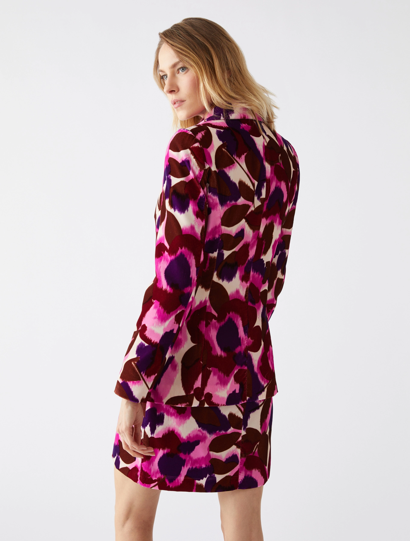 Blazer in Velluto Stampato / Bordeaux - Ideal Moda