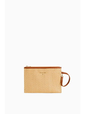 Pochette con Inserti in Rafia / Beige - Ideal Moda