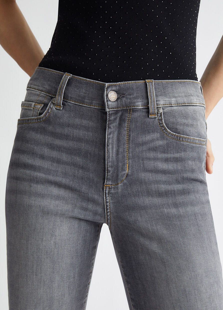Jeans Skinny a Vita Alta / Grigio - Ideal Moda