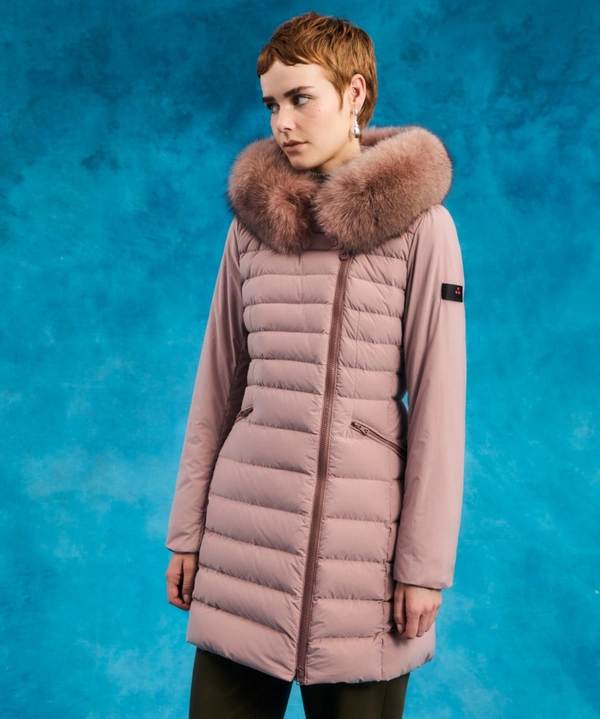 Piumino Slim con Pelliccia / Rosa - Ideal Moda