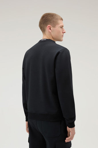 Felpa Girocollo con Tasca sulla Manica / Nero - Ideal Moda