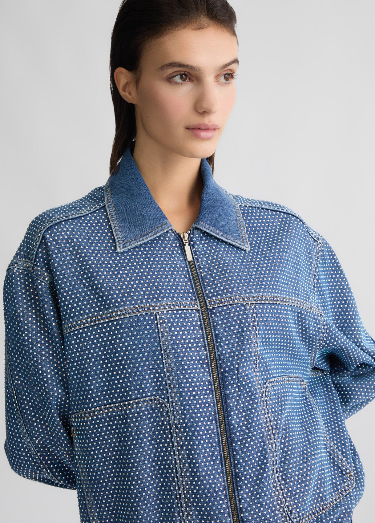 Giubbotto in Denim con Strass / Jeans - Ideal Moda