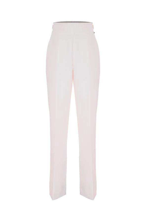Pantalone Elegante a Vita Alta / Bianco - Ideal Moda