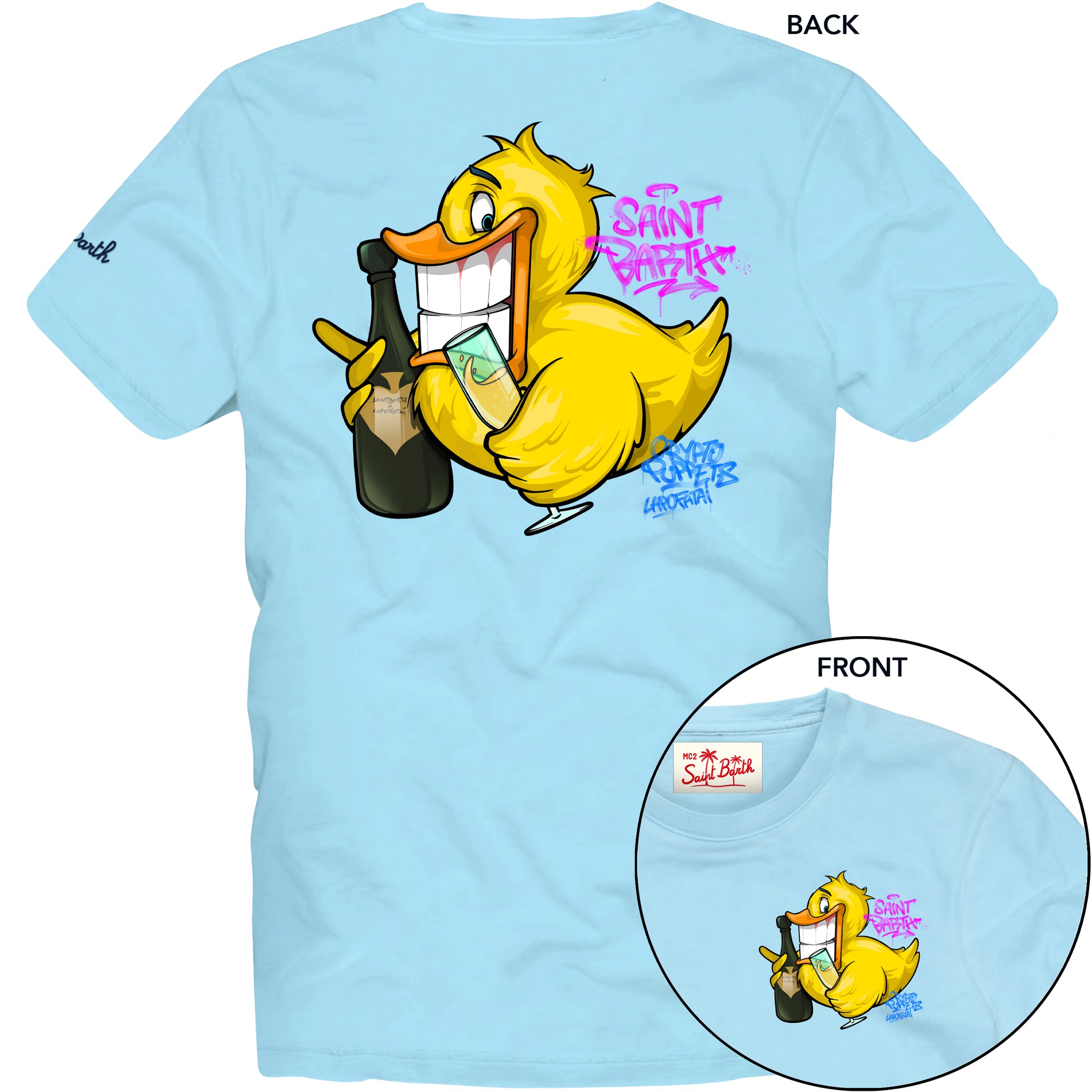 T-Shirt Portofino con Ricamo Mc2 Saint Barth / Azzurro - Ideal Moda