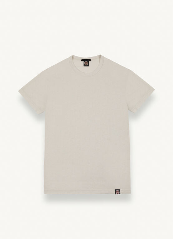 T-Shirt Girocollo in Oxford / Beige - Ideal Moda