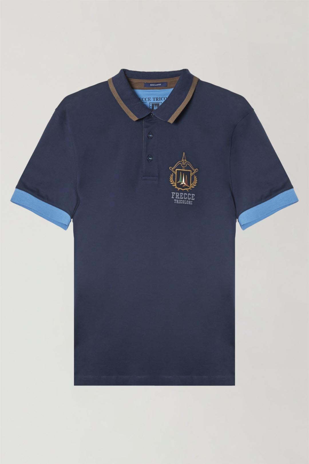 Polo in Piqué con Sottocollo Jacquard / Blu - Ideal Moda