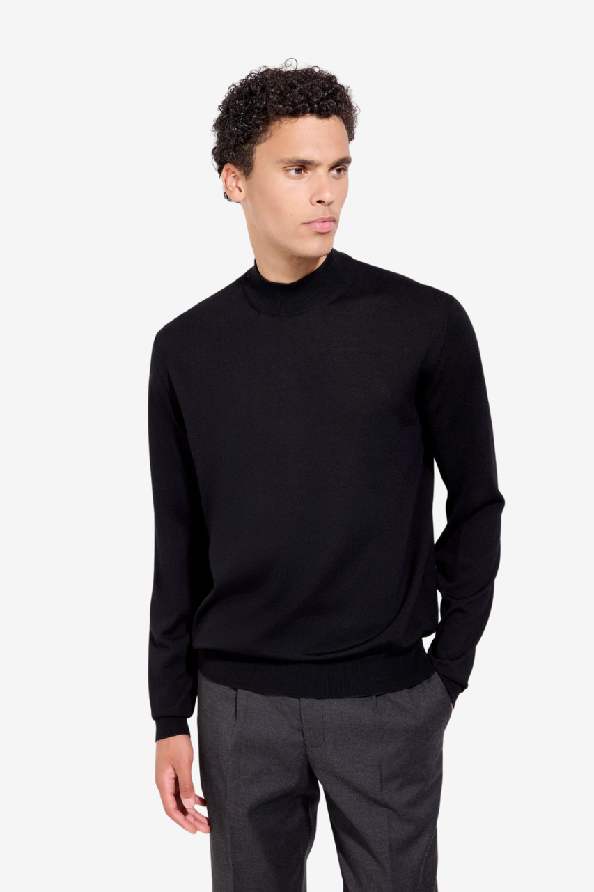 Maglia Lupetto in Lana Merino Extrafine / Nero - Ideal Moda