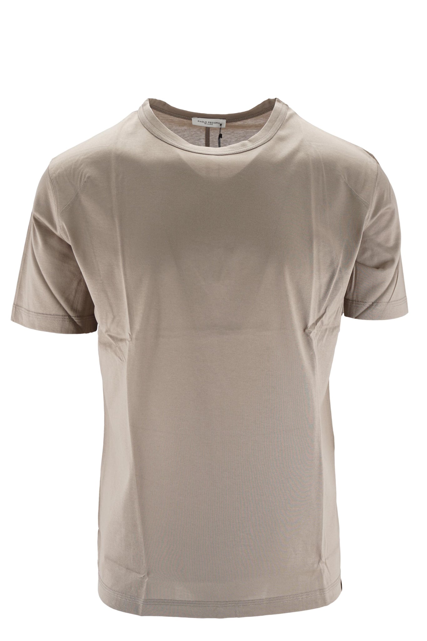 T-Shirt in Jersey Lucido di Cotone / Beige - Ideal Moda