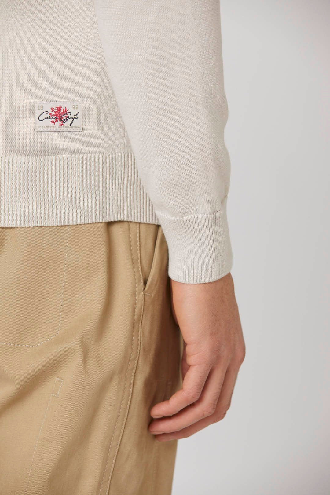 Maglia Girocollo in Cotone con Logo / Grigio - Ideal Moda