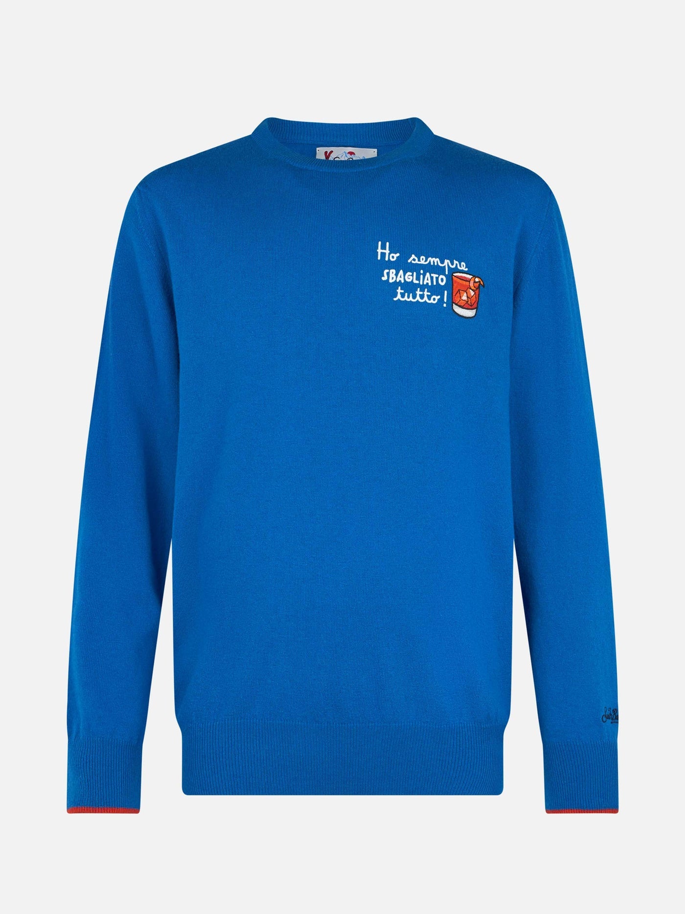 Maglia Girocollo con Stampa / Bluette - Ideal Moda