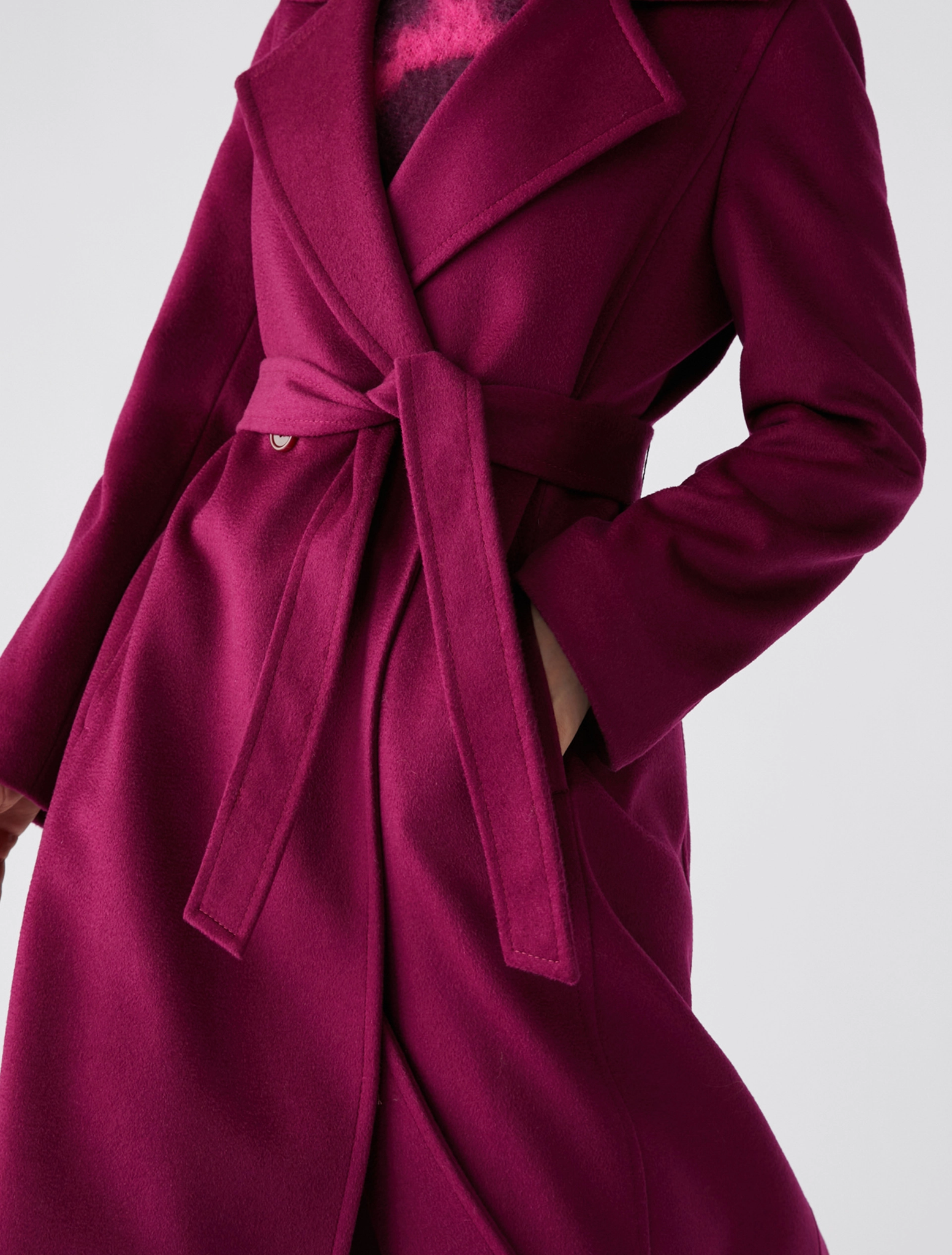 Cappotto Midi in Pura Lana / Bordeaux - Ideal Moda