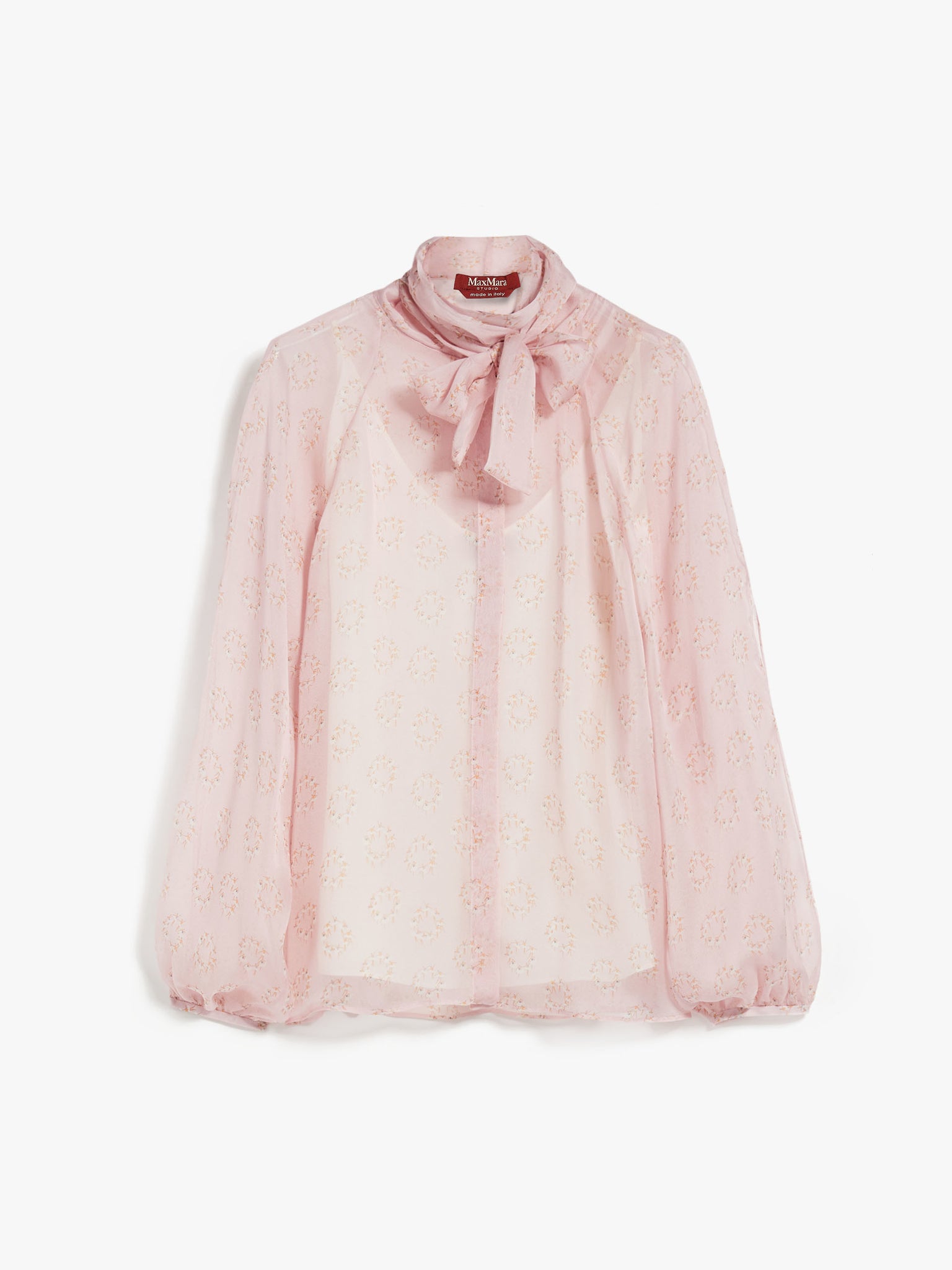 Blusa con Fiocco in Seta Stampata / Rosa - Ideal Moda