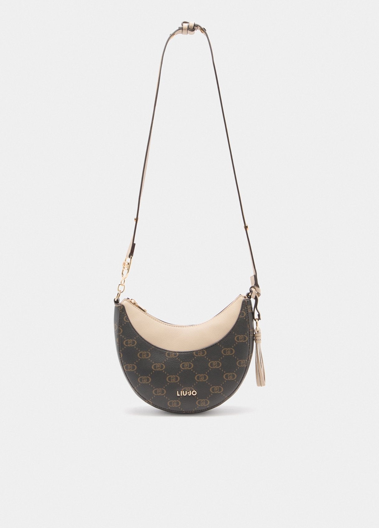 Borsa Hobo Media con Logo / Beige