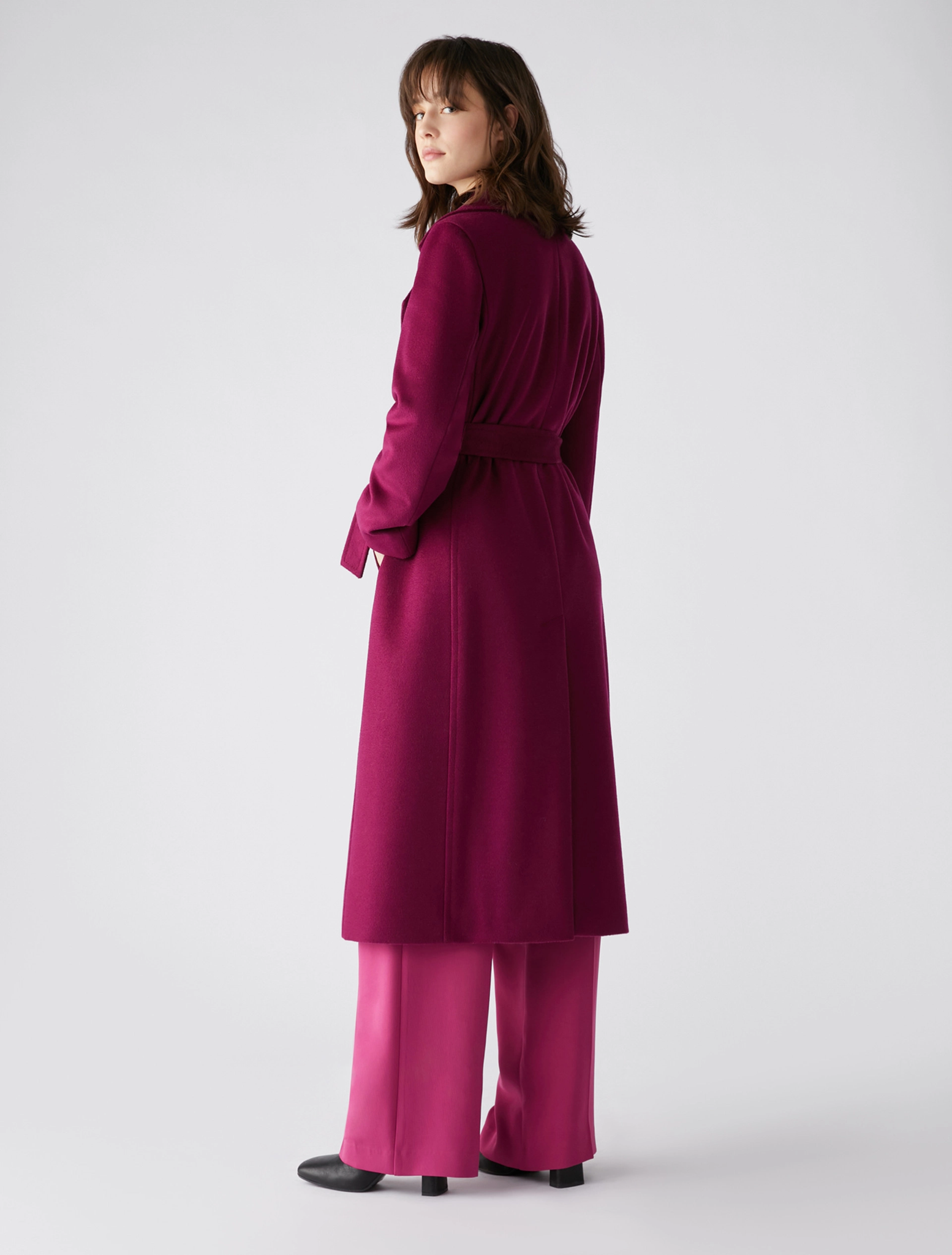 Cappotto Midi in Pura Lana / Bordeaux - Ideal Moda