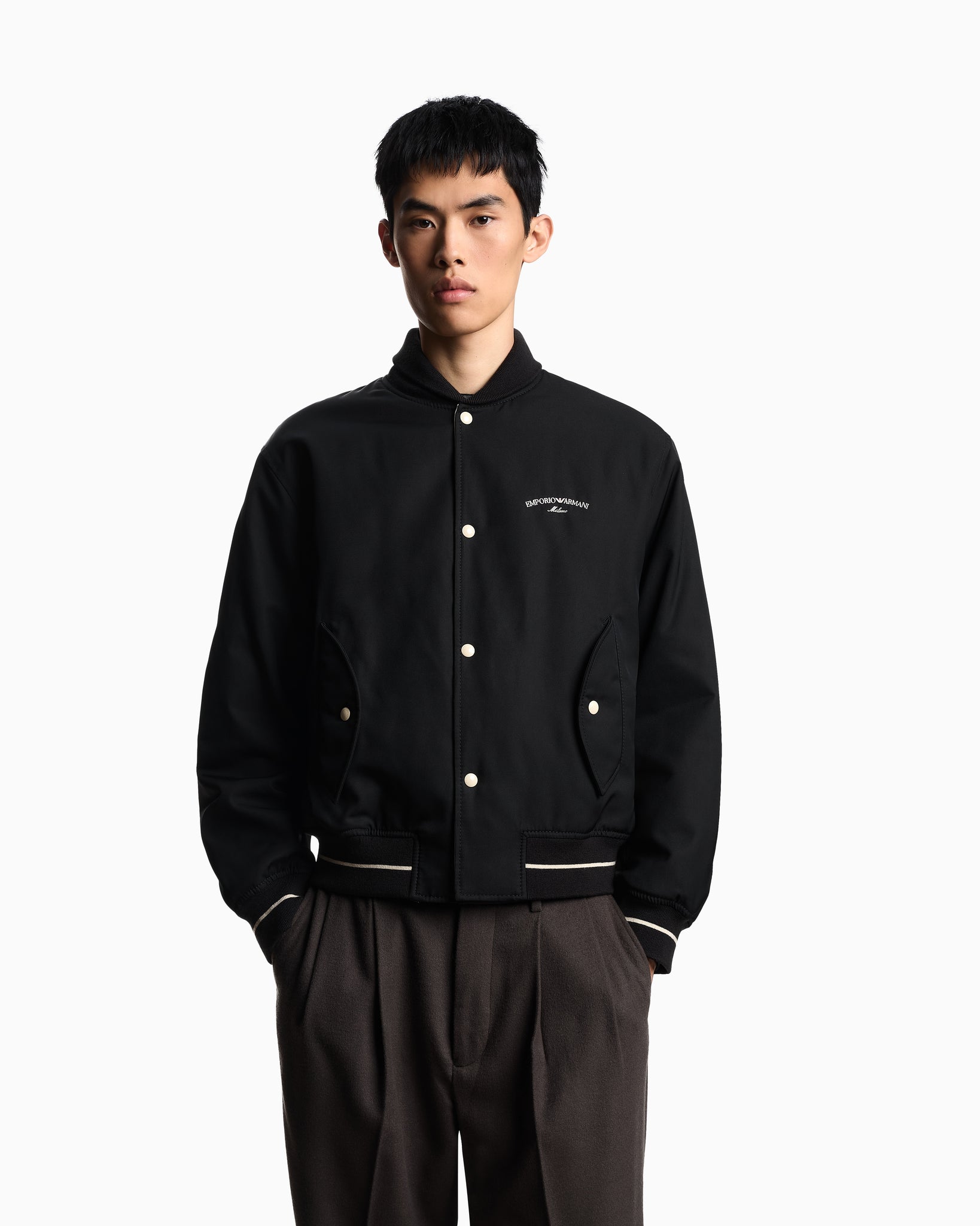 Bomber in Nylon con Logo / Nero
