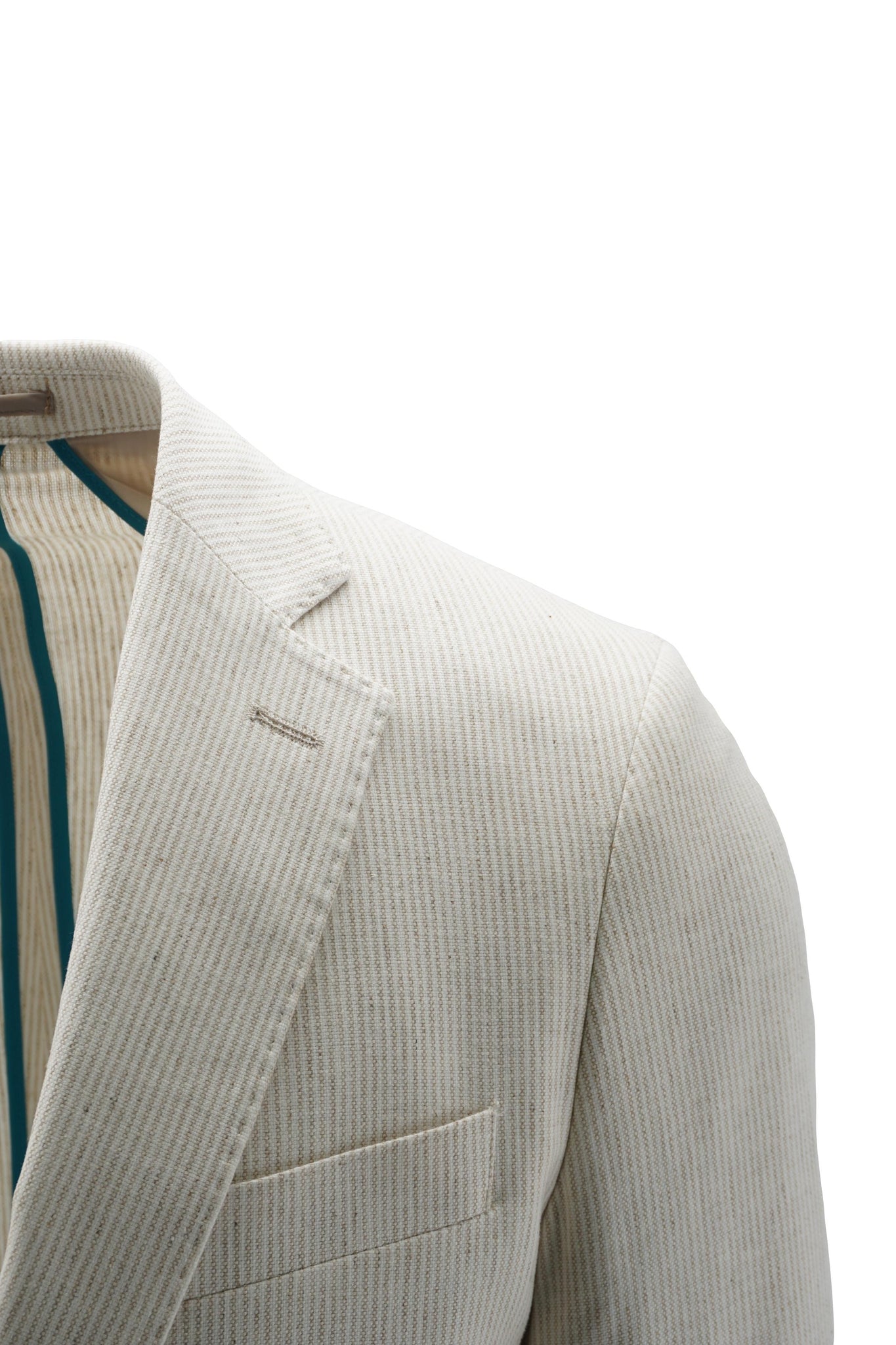 Giacca in Misto Lino con Fantasia / Beige - Ideal Moda