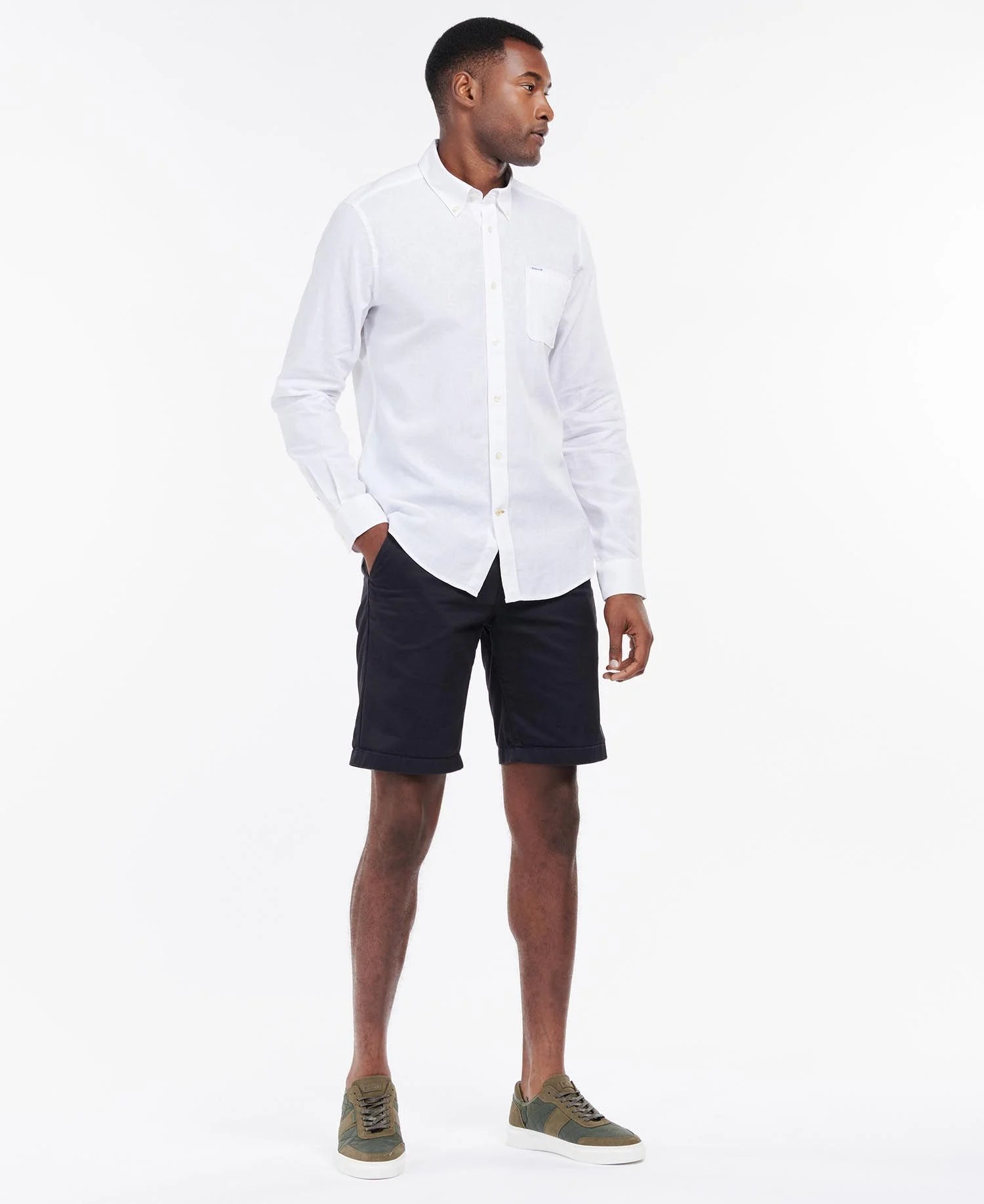 Camicia in Misto Lino con Taschino / Bianco - Ideal Moda