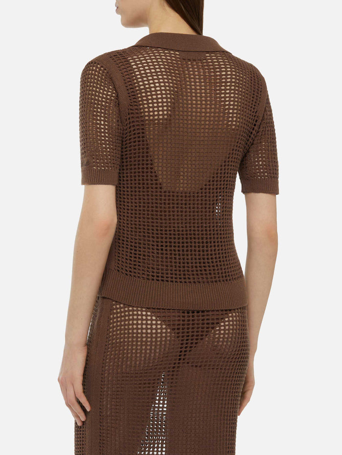 Polo Flora in Rete Crochet / Marrone - Ideal Moda
