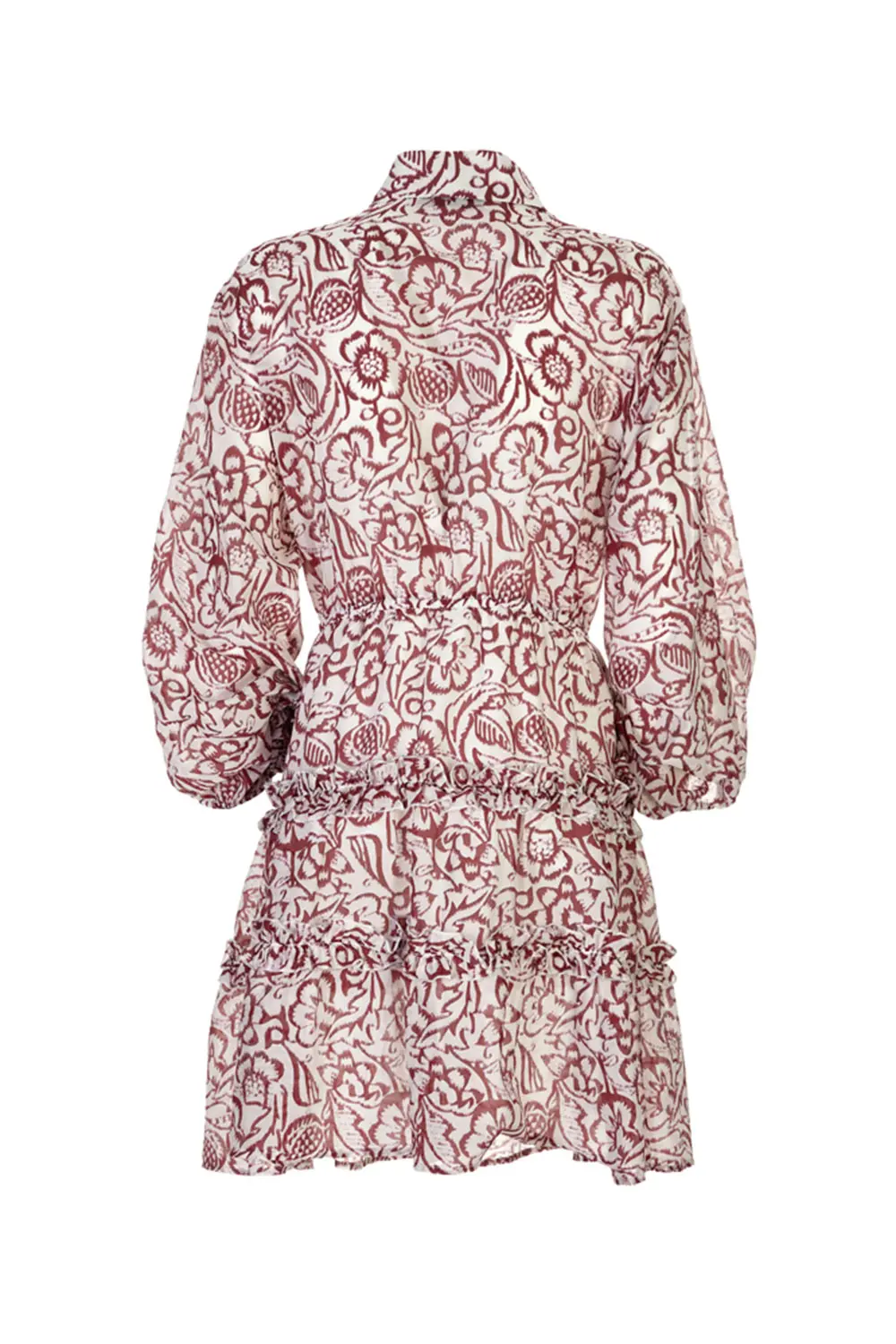 Abito Corto in Mussola di Cotone / Bordeaux - Ideal Moda