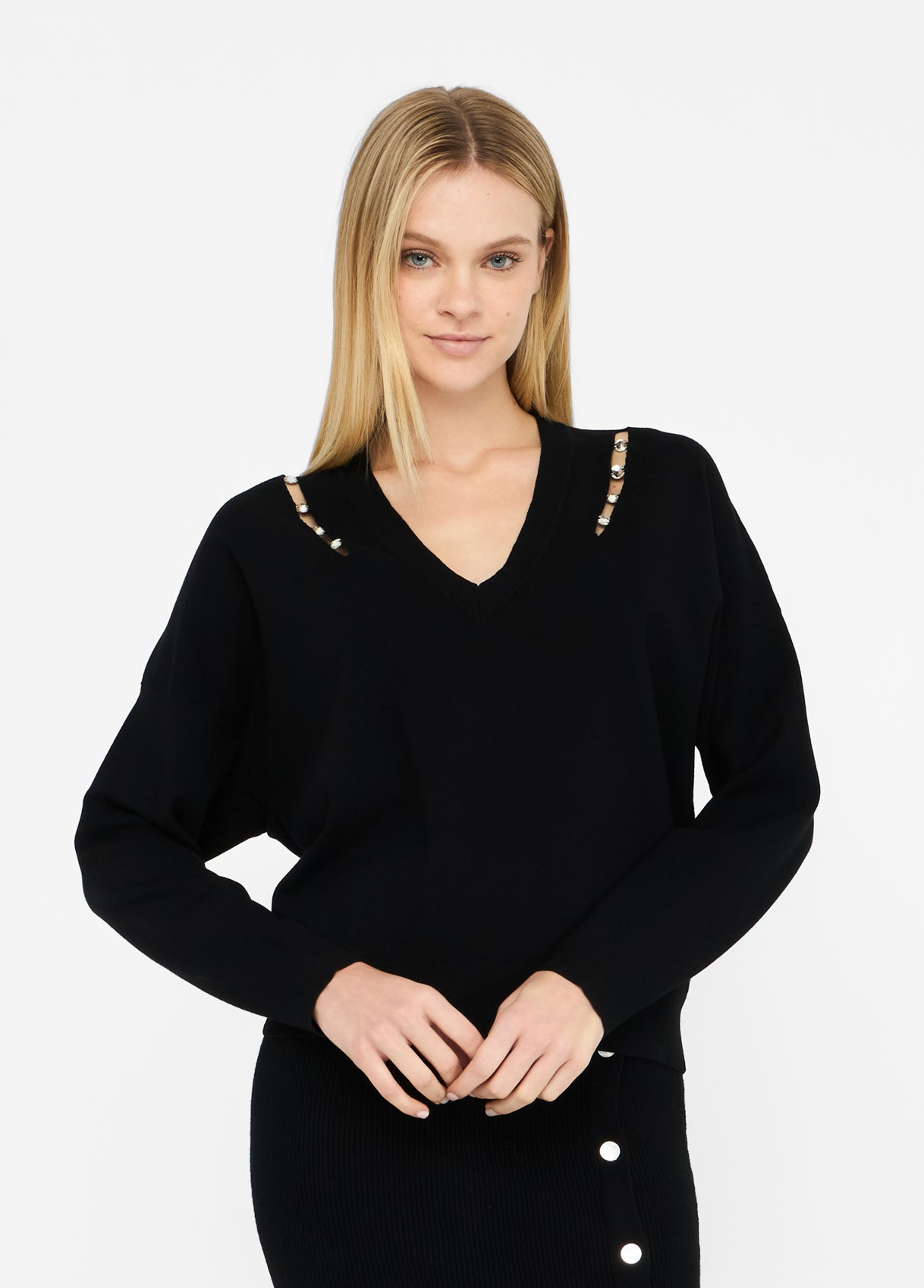 Maglia con Castoni Gioiello / Nero