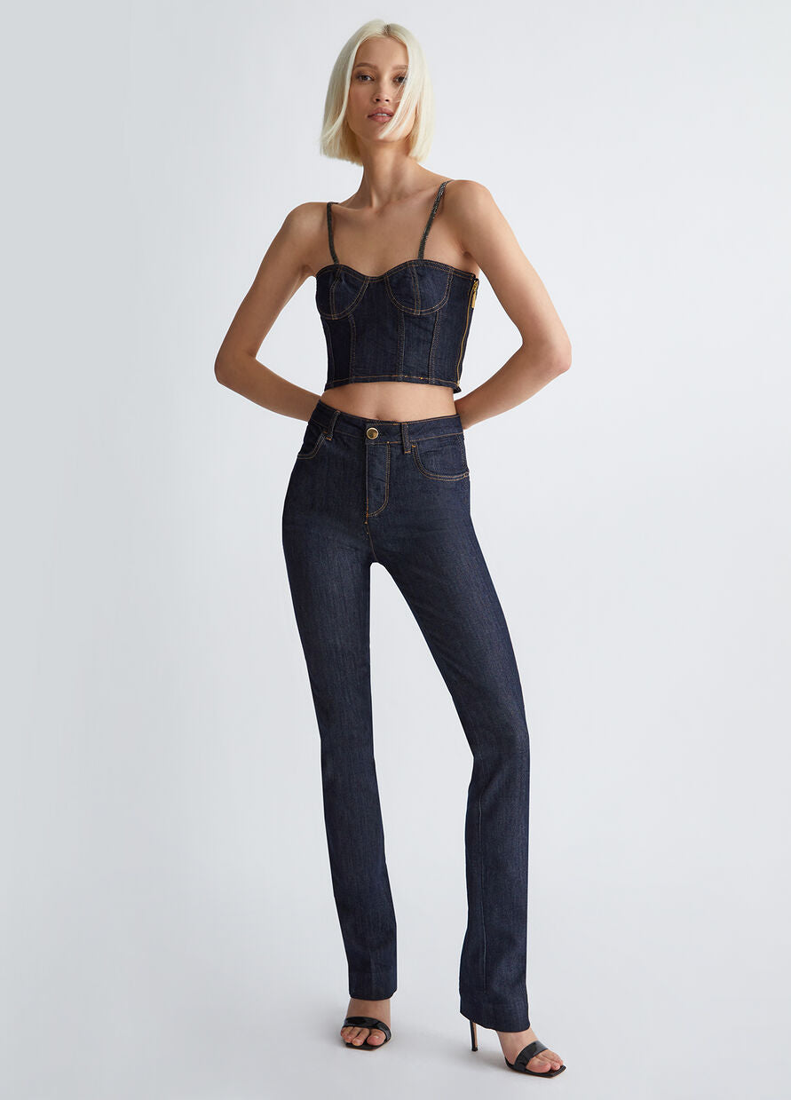 Denim Straight a Vita Alta / Jeans - Ideal Moda