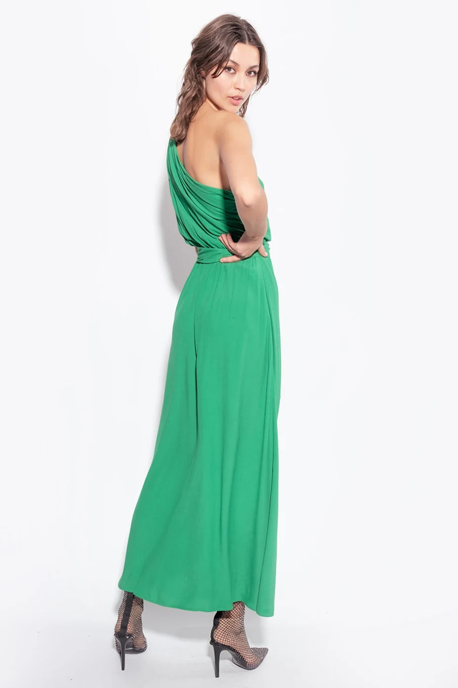 Abito Monospalla in Crepe / Verde - Ideal Moda