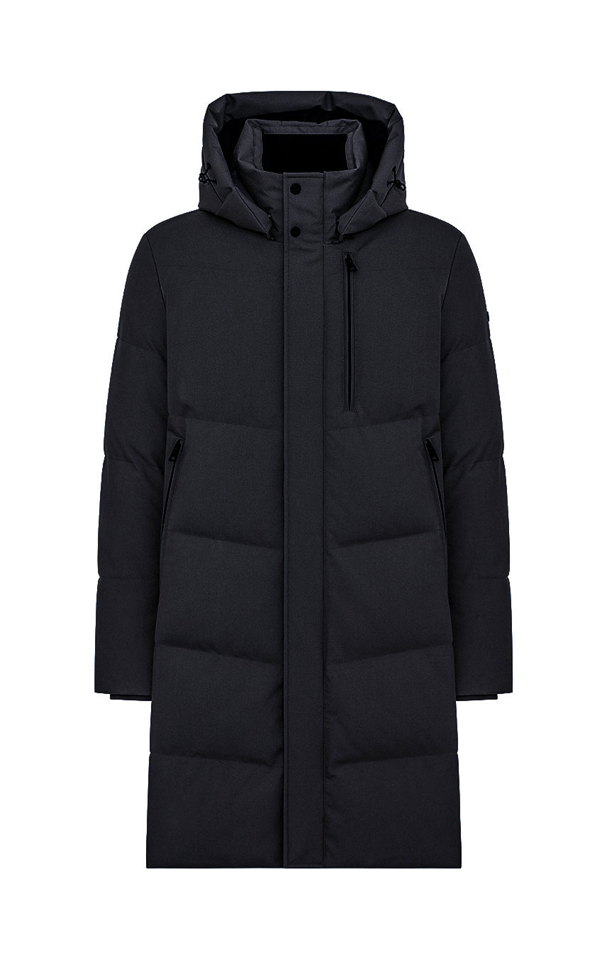 Parka Lungo Trapuntato Effetto Lana / Nero - Ideal Moda