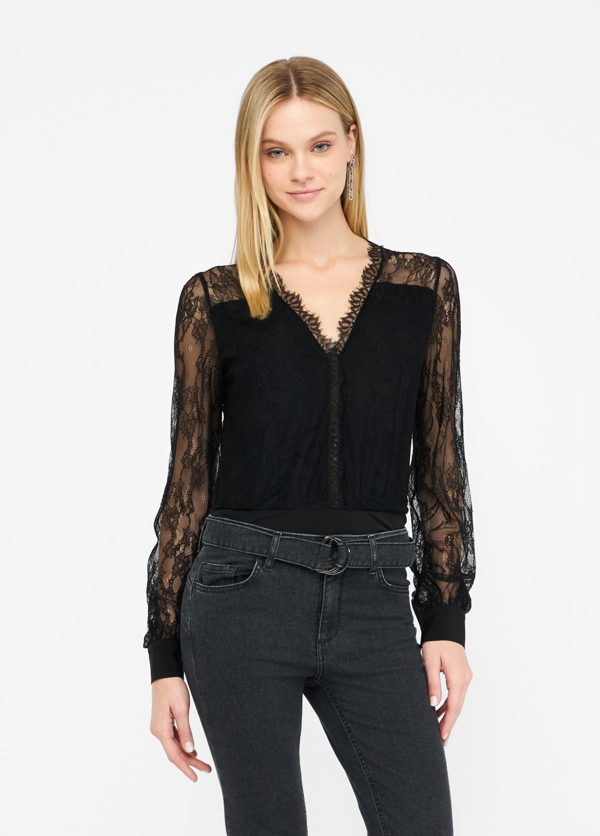 Top Body in Pizzo / Nero