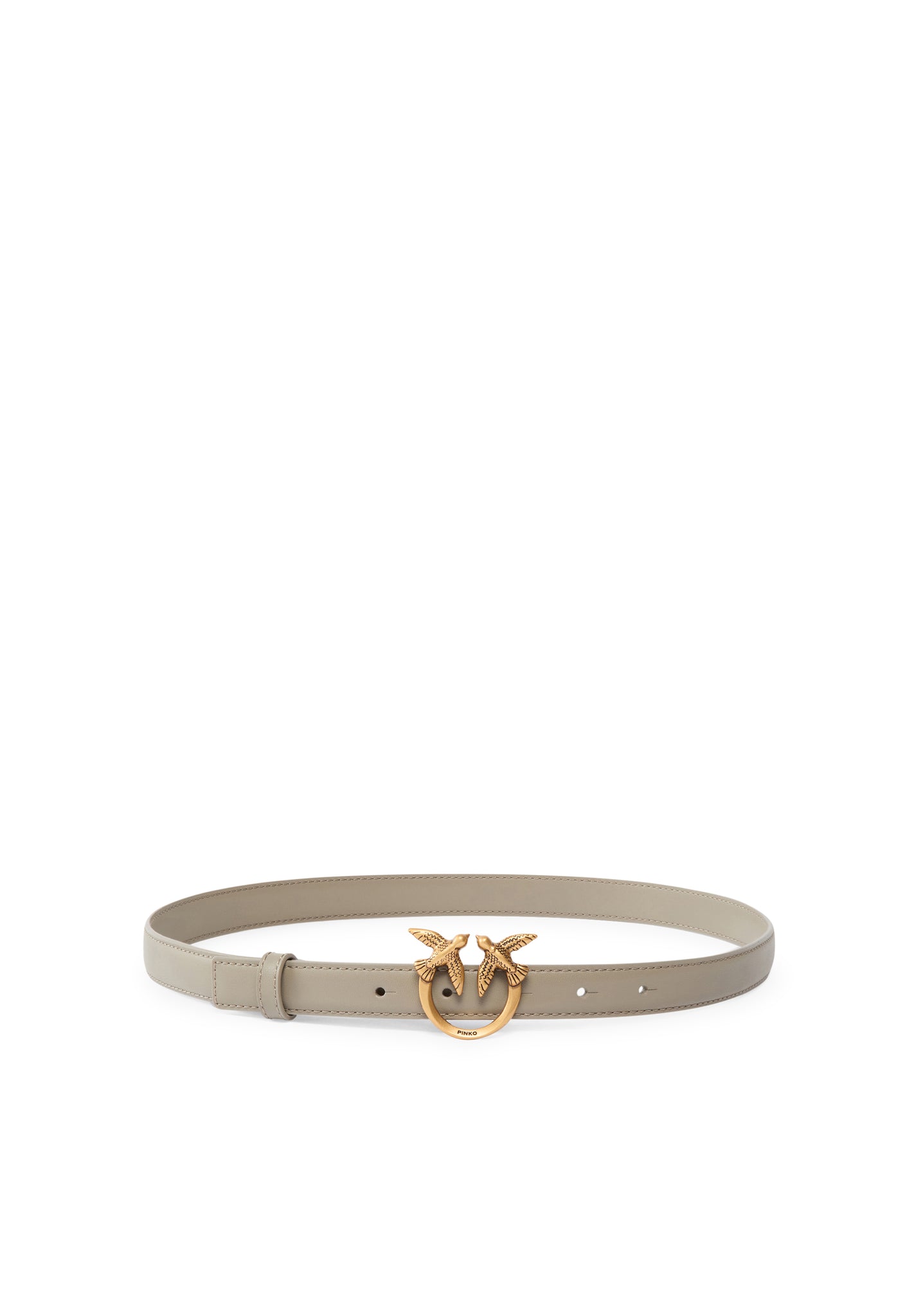 Cintura Sottile Love Birds in Pelle 2 cm / Tortora - Ideal Moda