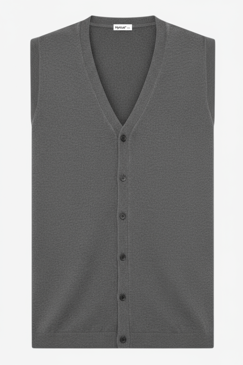 Maglia Gilet in Lana Merino Extrafine / Grigio - Ideal Moda