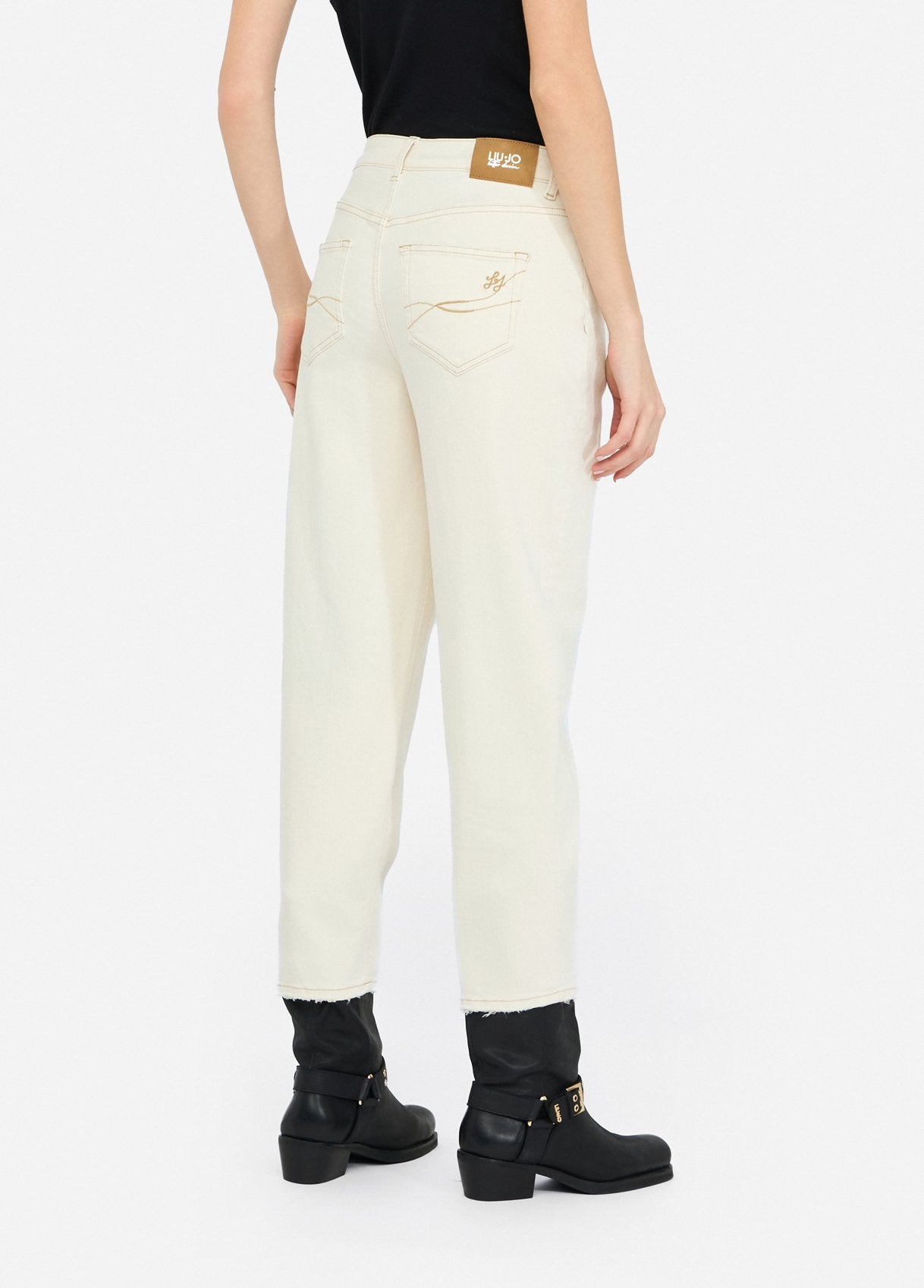 Pantaloni Carrot Fit / Avorio - Ideal Moda