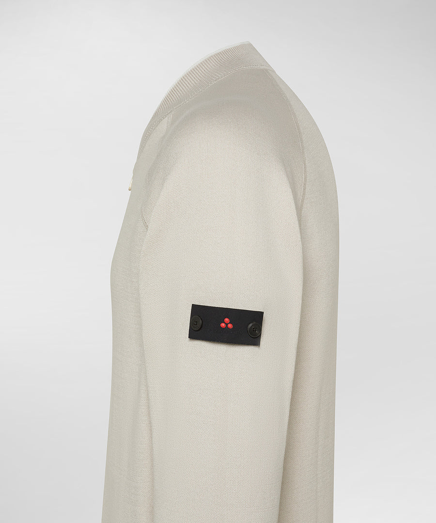 Maglia Full Zip Effetto Felpa / Beige - Ideal Moda