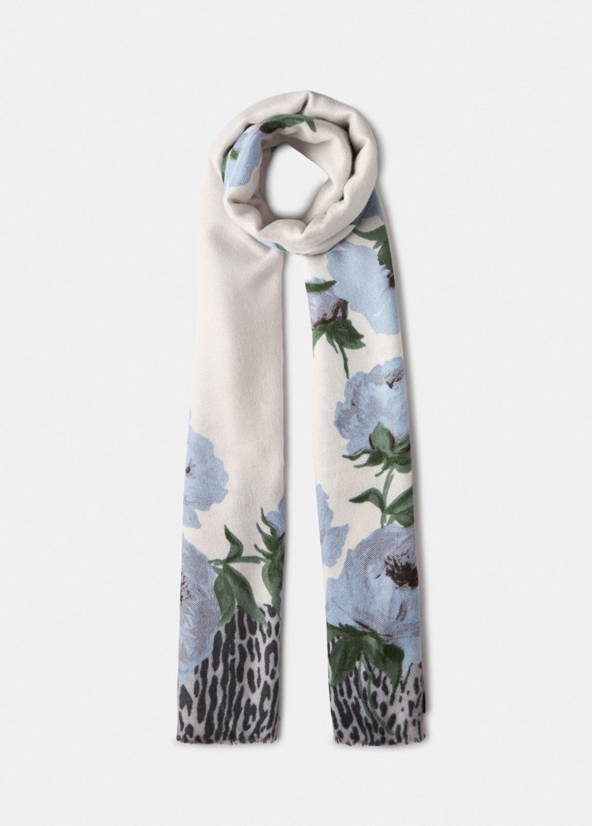 Stola Animalier con Fantasia / Celeste - Ideal Moda