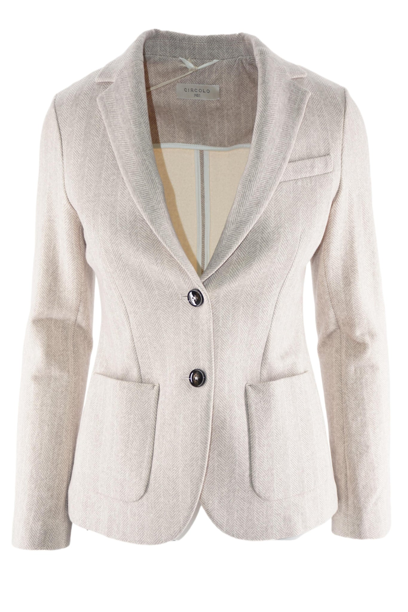 Giacca Slim Fit in Jersey Elasticizzato / Beige - Ideal Moda