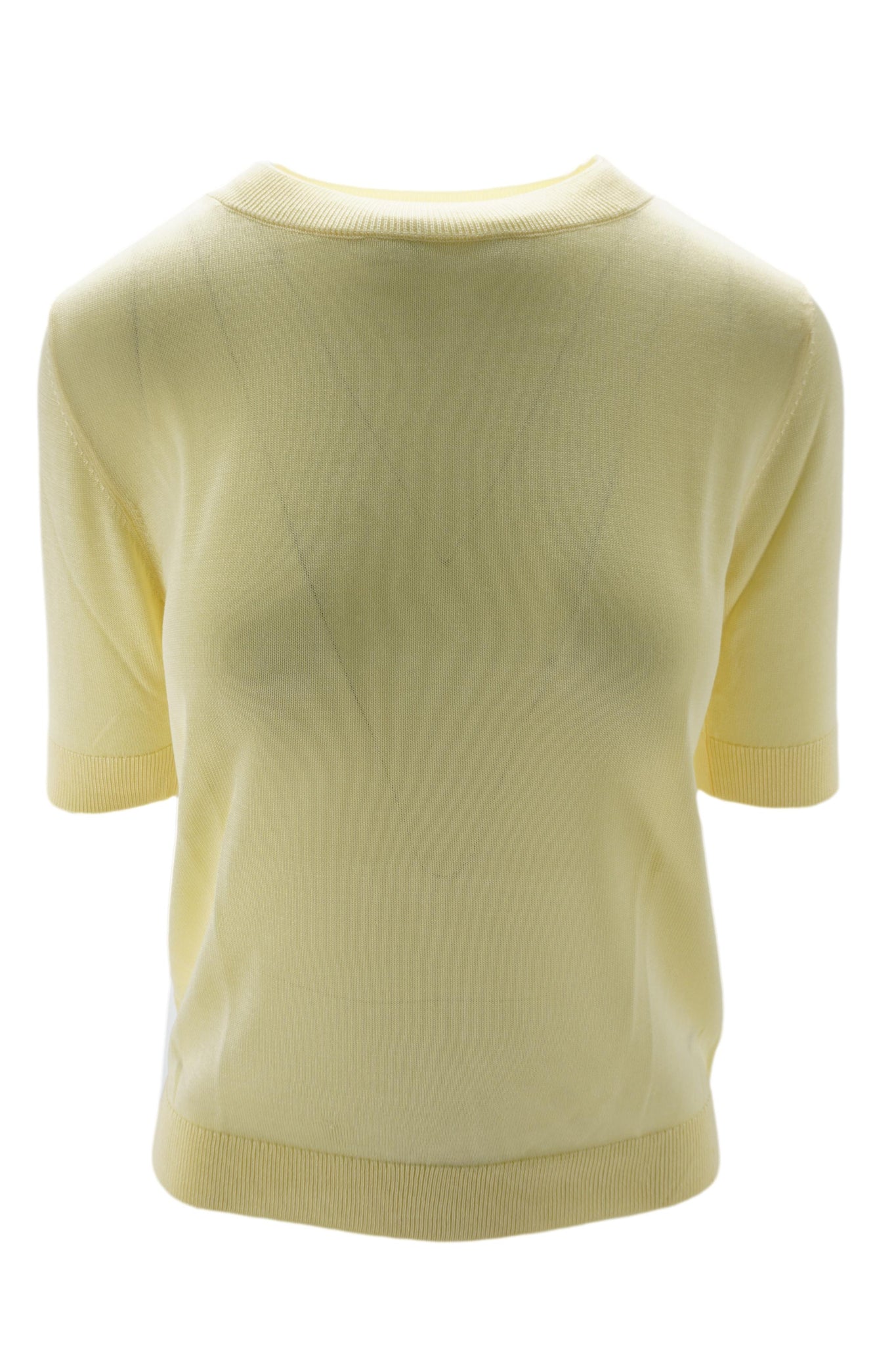 Maglia con Bordi a Costine / Giallo - Ideal Moda