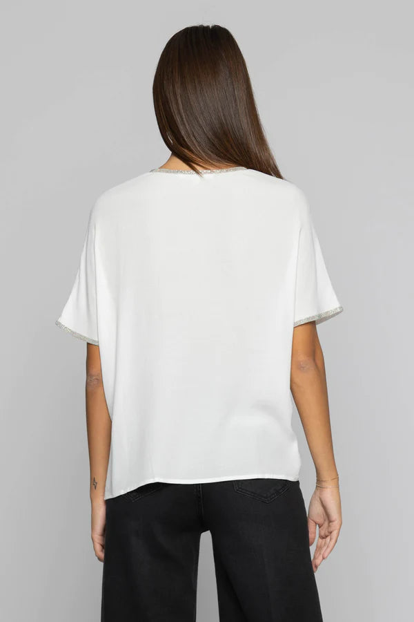 Blusa a Maniche Corte / Bianco - Ideal Moda