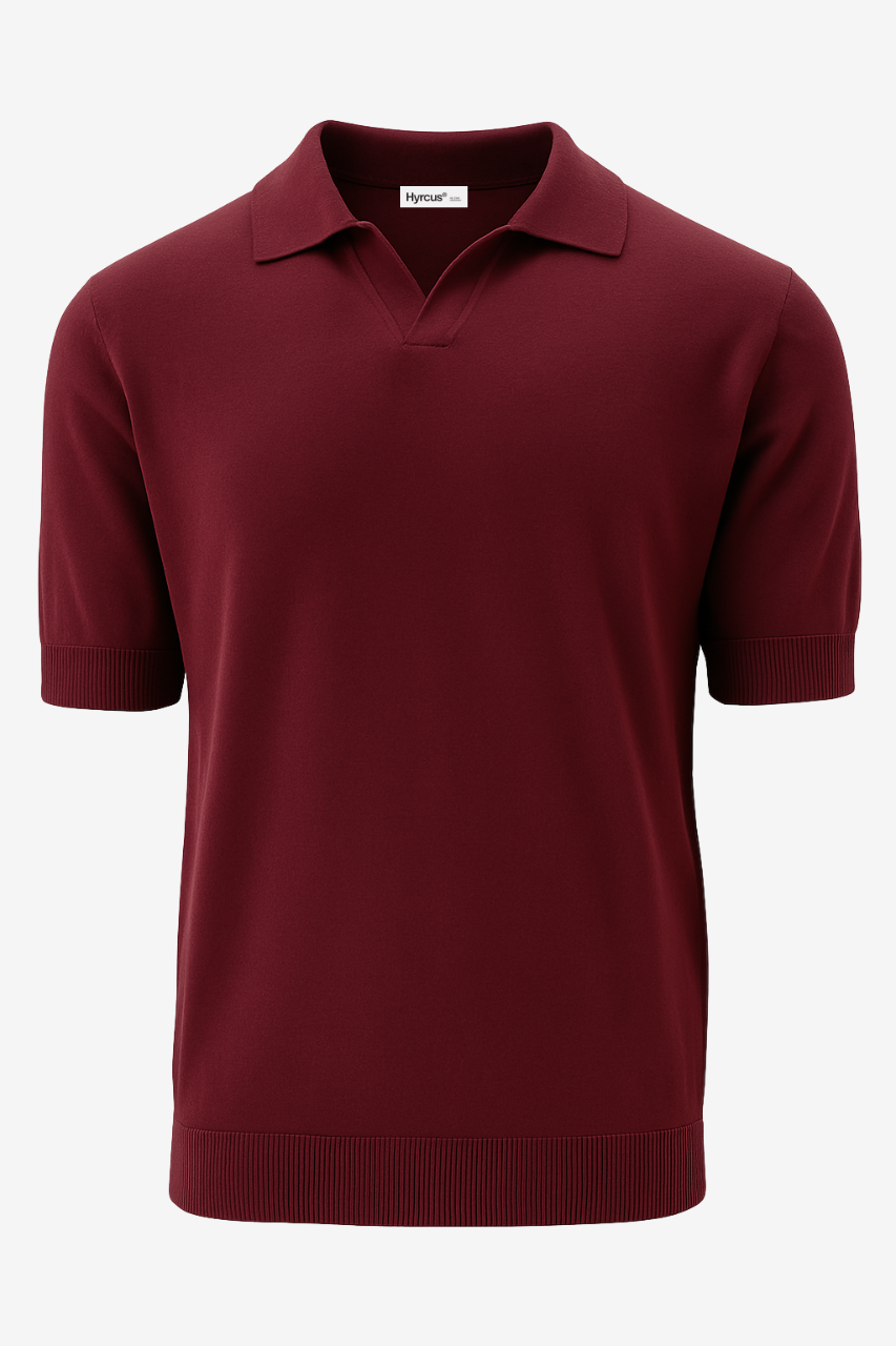 Polo Senza Bottoni in Filo di Cotone / Bordeaux - Ideal Moda