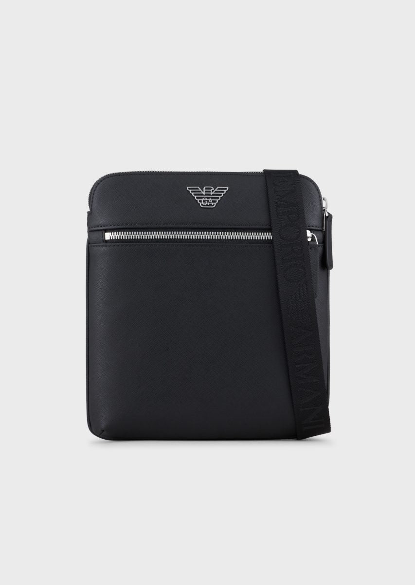 Tracolla Piatta in Pelle / Nero