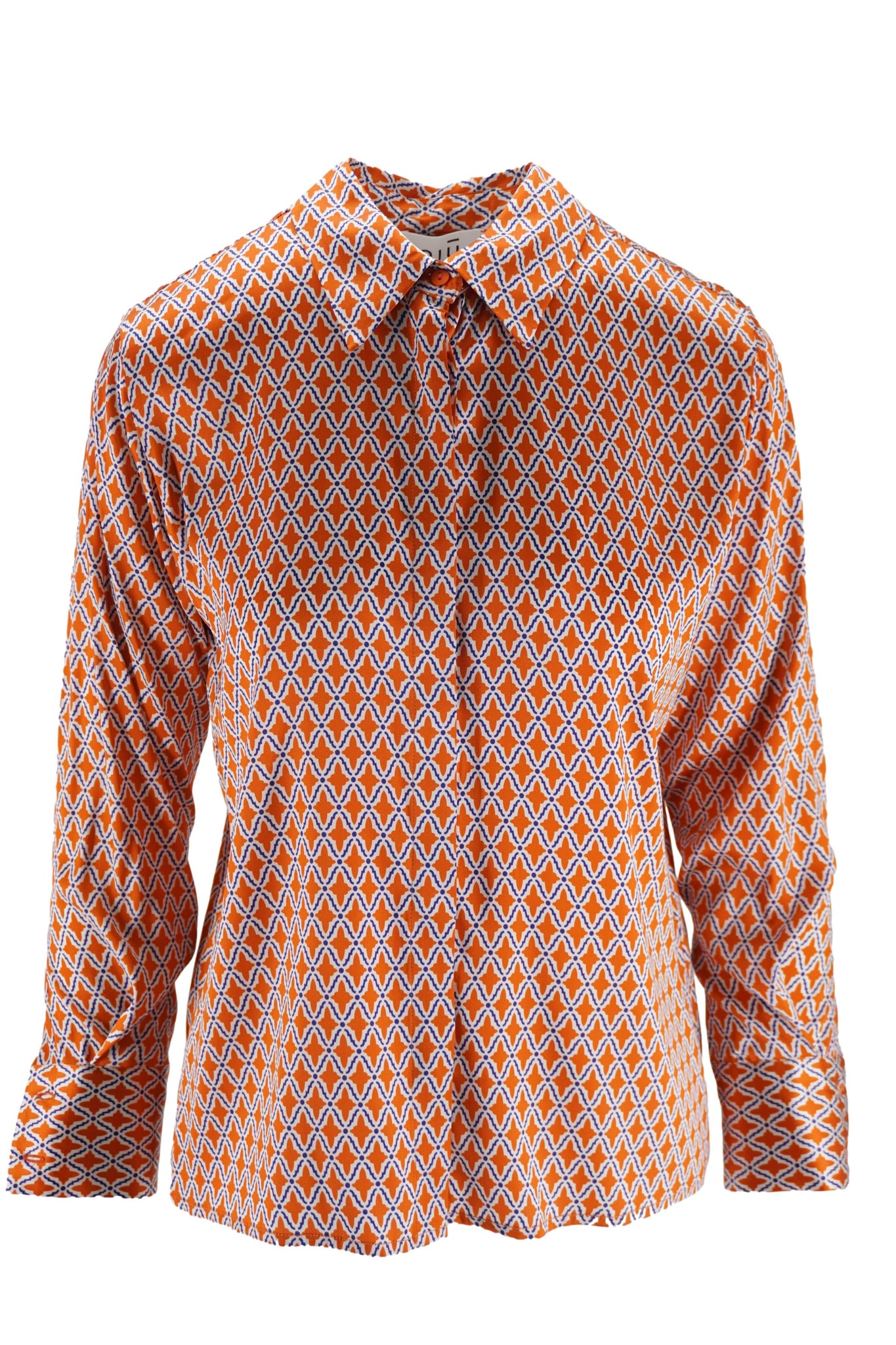 Camicia in Seta con Fantasia / Arancione - Ideal Moda