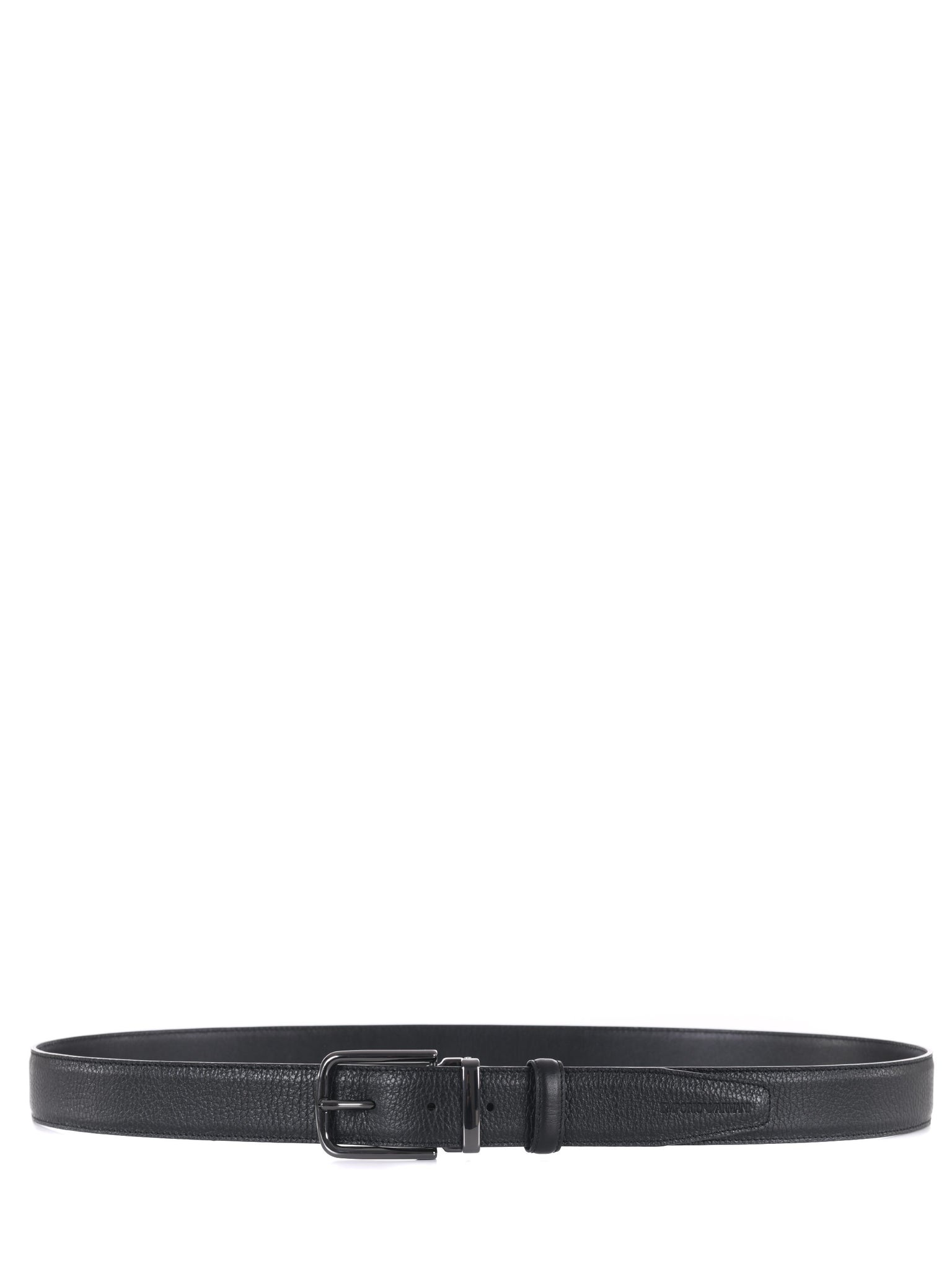 Cintura in Pelle con Logo Emporio Armani / Nero - Ideal Moda