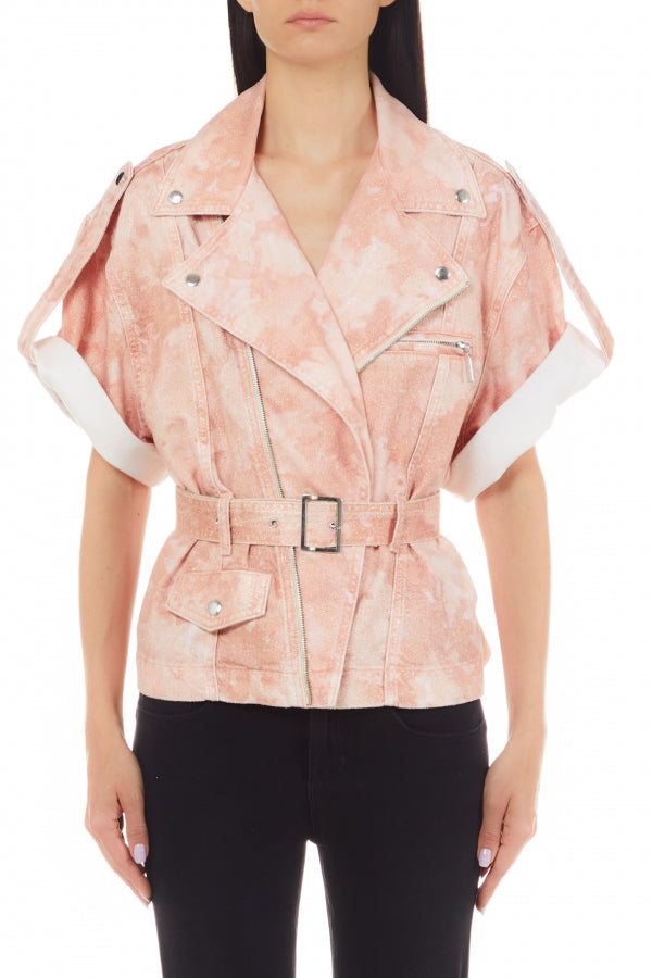 Giubbino in Denim con Mezze Maniche / Rosa - Ideal Moda