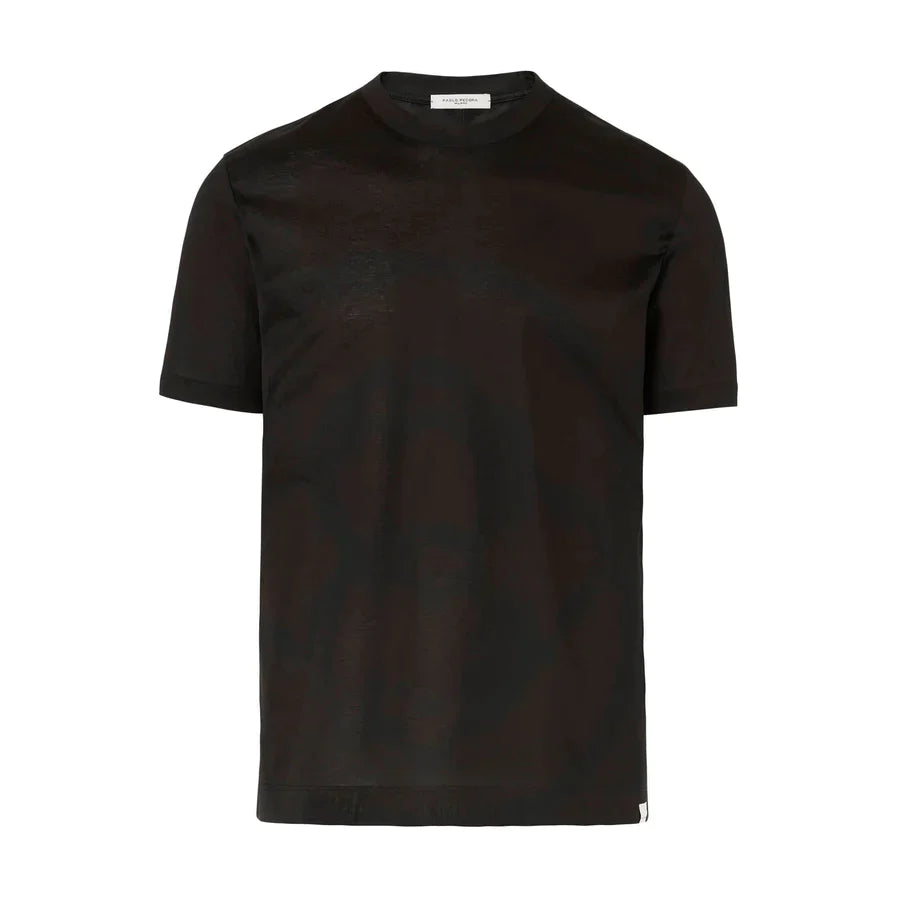 T-Shirt in Jersey Lucido di Cotone / Nero - Ideal Moda